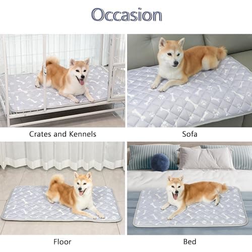 NACOCO Dog Cooling Mat with Non-Slip & Internal Waterproof Leakproof Design, Extra Thick, Machine Washable for Medium and Large Dogs for Crates, Beds, Sofas, Cars (36'' x 23'' Large, Grey Bone) - Thumbnail 6