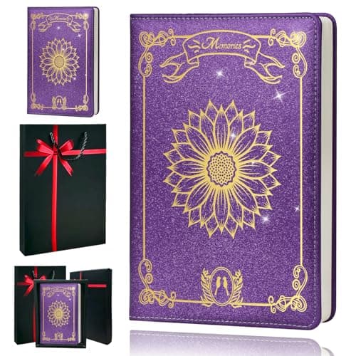 QDWXDEL Journal for Women,A5 Hardcover Leather Journal - 200 Pages Premium Paper Notebook,Sunflower Journal Notebook for School, Work (Sunflower Purple)