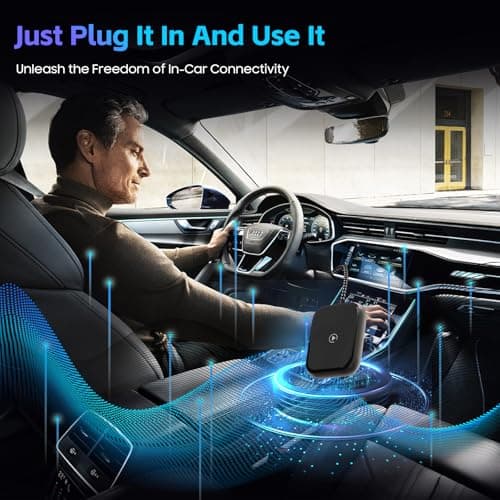 Wireless CarPlay Adapter for Apple iPhone, Convert Wired CarPlay to Wireless, Mini Car Play Dongle w/Plug & Play Bluetooth Connection, 2 USB-A to Type-C Converter for More Car Types (Black, Medium) - Thumbnail 6