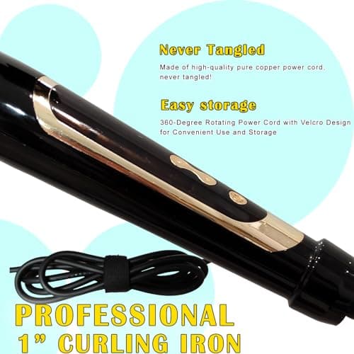 abp 1 Inch Curling Iron Extra Long Barrel with Ceramic Coating for Long/Medium Hair,LED Display Instant Heat up to 450°F with clamp,Hair Waving Style Tool Girls & Women - Thumbnail 5