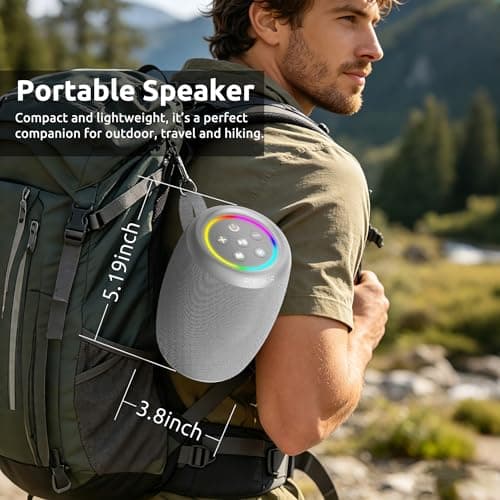Bluetooth Speaker, Portable Wireless Speaker with Powerful Loud Stereo Sound, BT5.3, IPX5 Waterproof, TWS Pairing, for Outdoor Home Party Camping, Beach Essentials Electronics, Ideal Gifts (Gray) - Thumbnail 3