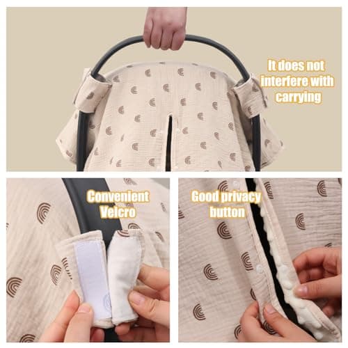 2-in-1 Baby Car Seat Cover & Canopy | Mom Nursing Cover, Easy Install Shield | Multi-Purpose for Winter Warmth & Summer Shade (Brown) - Thumbnail 6