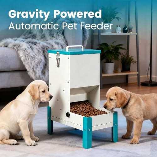 JLUHYANN Automatic Cat Feeder, 10L Cat Food Dispenser Automatic Dog Feeder with Stand Gravity Cat Feeder Removable Feeding Tray Raised Pet Feeder for Dogs and Cats - Thumbnail 2