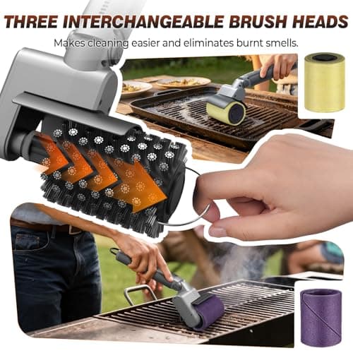 Electric Grill Brush for Outdoor Grill, 3-Speed Rotating Electric BBQ Grill Brush, 5000mAh Rechargeable Battery, 304 Stainless Steel Grill Cleaning Brush with Powerful Burnt Food Removal - Thumbnail 5