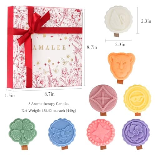 AMALEE 8-Pack Novelty Scented Candles Gift Set - Unique Shaped Artistic Aromatherapy Candles, Natural Soy Wax with Wooden Wick, 8 Scents Long Lasting Stress Relief Candles for Home Decor, Ideal Gifts - Thumbnail 2