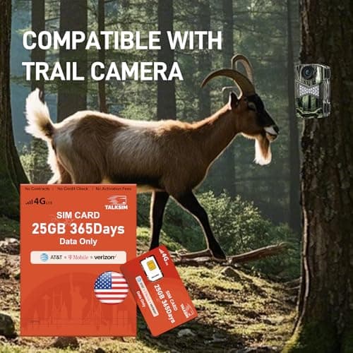 TALKSIM Data SIM Card 25GB 365Days,4G LTE USA Data Only SIM Card Support AT&T, T-Mobile and Verizon, Compatible with Unlocked Security Camera/Trail Hunting Camera/WiFi Mobile Hotspot, No Contract - Thumbnail 4