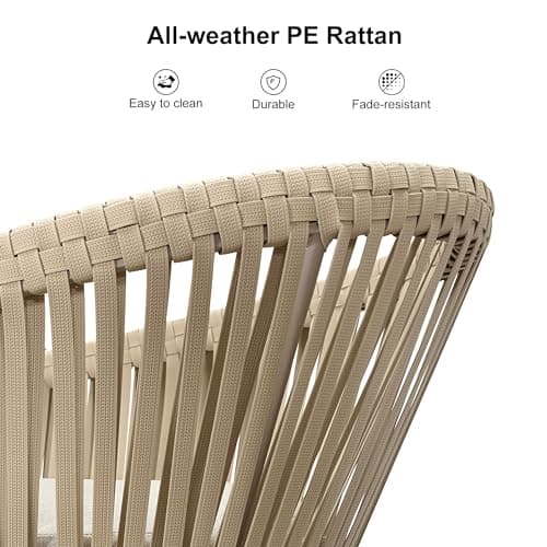 PURPLE LEAF Patio Dining Set 9 Pieces with Wicker Rattan Chairs, Champagne - Thumbnail 3