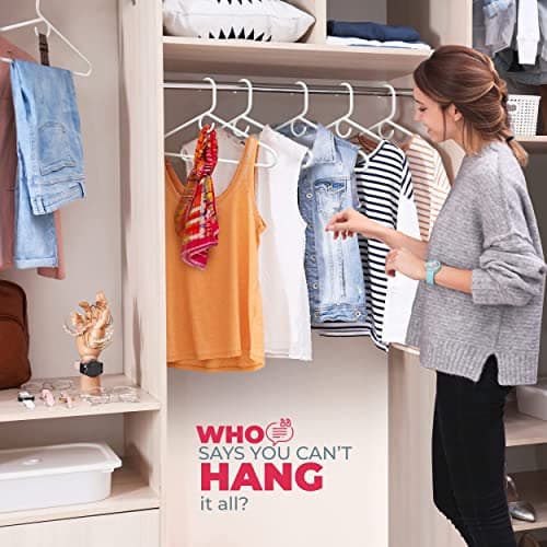 Neaties Heavy Duty Clothes Hangers 100+ Pack (216 Count) – Made in the USA – 8lb Capacity Plastic Hangers for Adult Clothing – Durable for Pants, Coats, Jackets, or Jeans – White & Gray - Thumbnail 6