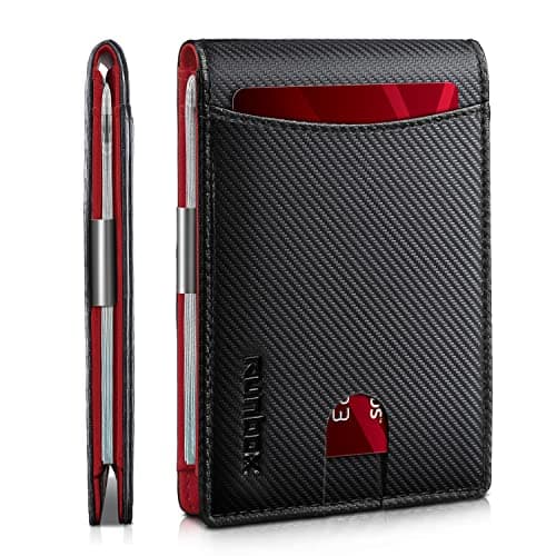 RUNBOX Slim Money Clip Wallets for Men and Teen Boys RFID Blocking 11 Card Holder Minimalist Small Leather Bifold Novelty Men's Wallet Front Pocket Gift Box - Image 1