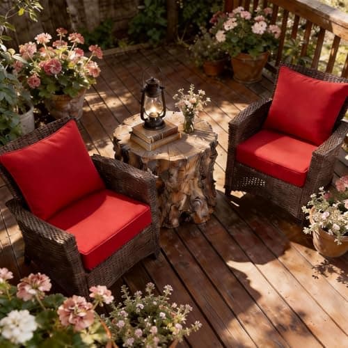 COZYVIDA Outdoor Deep Seat Cushion Set of 2, 22"x24" Seat & 23"x19" Back, Water-Proof Stain-Resistant UV Resistant Weather Resistant, 30D Foam with Recycled Fiber Fill and YKK Zippers,Chili-TPU - Thumbnail 3