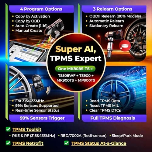 Autel MaxiCOM MK808S-TS OBD2 Scanner: 2026 Same TPMS Tool as MX808S-TS MP900-TS MS906 Pro w/ 3000+ Active Tests, 32 Service, TPMS Pr0gramming Relearn Retrofit, Full System, Up of MK900BT MK808BT Pro - Thumbnail 4