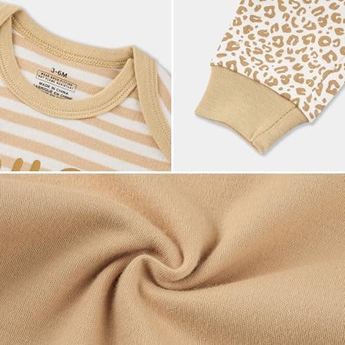 MEYSAHO Baby Newborn Layette 10-Piece Set Cotton Bodysuits Long Sleeves Pants Sets Baby Boys Girls Toddler Unisex Baby Gift Sets Stars for 0 3 Months - Thumbnail 6
