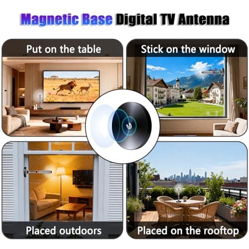 TV Antenna for Smart TV Indoor, Digital HDTV Antenna with Magnetic Base, 360° Long-Range Amplified 4K 1080p Signal Booster, TV Antenna Indoor for Local Channels Long Range Reception (5.3 in) - Thumbnail 2