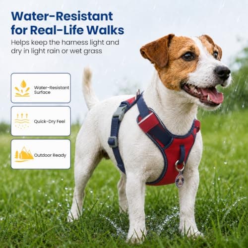 Escape-Proof No Pull Dog Harness for Medium Dogs, Lightweight Adjustable Vest with Front & Back Clip, Pocket & Reflective Soft Fabric for Safe Walking & Running with ID Tag, Red - Thumbnail 4