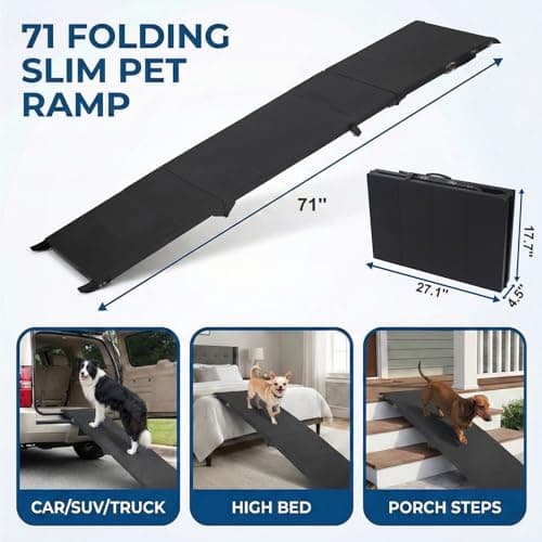 Dog Ramp for Car 71" X 18.7" Extra Long Folding Aluminum Pet Ramp for Large Dogs up to 250 LBS, Portable Waterproof Dog Ramps for SUV Truck and High Bed - Thumbnail 3