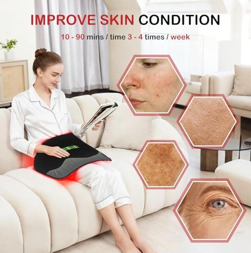 Red-Light-Therapy-for-Body,2026 Upgraded-4 Modes 5 Stage Power Medical-Grade TPU Mat for Body Pain Relief,25"x13"Dual Wavelength Infrared Red Light Blanket LEDs - Thumbnail 5
