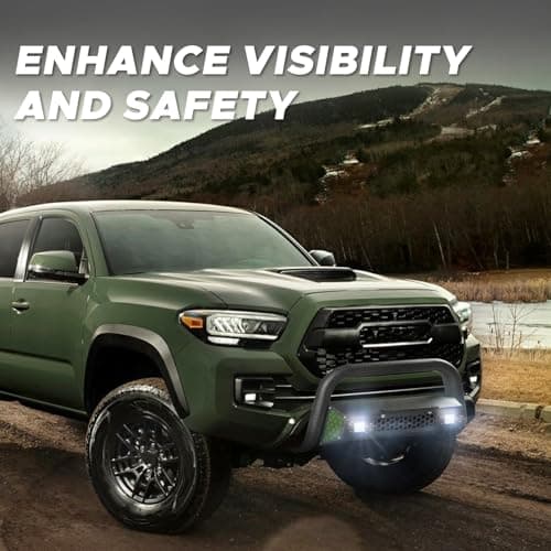 Partree Bull Bar Fit for Toyota Tacoma 3rd gen 2016 2017 2018 2019 2020 2021 2022 2023 with LED Light & w/License Plate Bracket DIY Paintable Front Bumper Brush Push Bar Grille Guard Protector - Thumbnail 5
