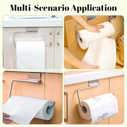 Cabinet Door Paper Towel Holder-Camper Paper Towel Holder-Paper Towel Rack Under Sink-Bathroom, Kitchen, Laundry Room, Tissue Storage（1pcs-12.4 in） - Thumbnail 6