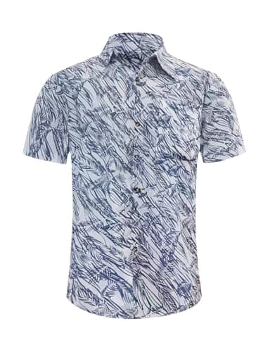 Men's Hawaiian Shirt Funky Blue Beach Printed Tropical Beach Shirt Casual Button Down Short Sleeve Floral Shirts Tops - Image 1