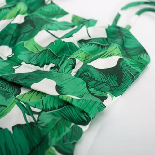 Belle Poque Spring Summer Dresses for Women Knee Length Dress Tropical Hawaiian Floral Dress Beach Vacation Green XXL - Thumbnail 3