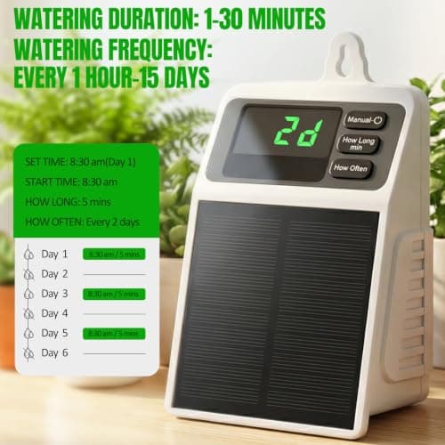 Solar Automatic Drip Irrigation System, Auto Self Watering Kit, Solar Powered Watering Device with Timer for Pots Plants, Indoor/Outdoor Irrigation System for Garden, Balcony & Patio Watering System - Thumbnail 6