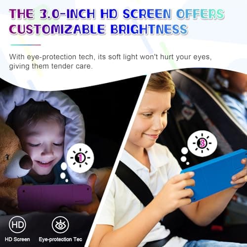 Handheld Game for Kids ，Built-in 220 32-bit Video Games, 3.0” IPS Screen, Rechargeable Portable Game , Travel Mini Arcade Electronic Toys Gift for Boys and Girls (Pink+Blue) - Thumbnail 6