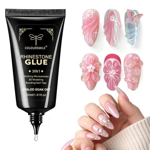 COLOURSMILE 30ML Super Strong 3D Nail Rhinestone Glue - UV/LED Lamp Curing Adhesive Gel for 3D Nail Art Gems, Diamonds, Charms & Decorations | Salon & DIY Manicure Beauty Gift - Image 1