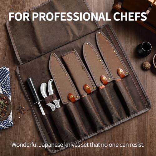 XCHIEF PRO Japan Knife Set, High Carbon Steel Japan Nakiri Santoku Knife Set, Hand Forged Meat Cleaver Butcher Knife with Accessories for Kitchen, Camping BBQ Knives Set with Bag - Thumbnail 6