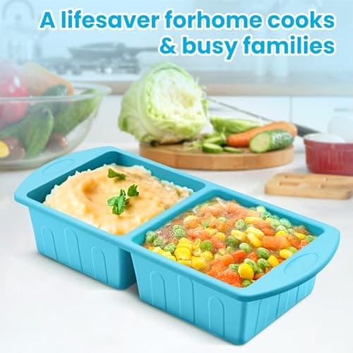 2 Pack Silicone Freezer Trays With Lid For Easy Storage Silicone Soup Freezer Molds 2 Cup ，Perfect For ice cube tray Freezing Broth Sauces Store Leftovers , Leakproof, Easy Release Dishwasher Safe - Thumbnail 3