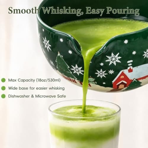 HUSHHAVN Christmas Gifts Matcha Whisk Set, Ceramic Matcha Set Includes Bowl & Holder, Bamboo Whisk (Chasen), Scoop, Spoon and Sifter, 6PCS Matcha Kit Covers Everything Needed for Making Matcha - Thumbnail 5