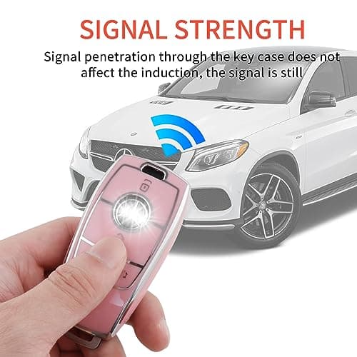 Pangpai Pink Key Fob Cover for Mercedes Benz, Soft TPU Key Case Protection with Bling Keychain Fit for A-Class C-Class G-Class 2017-2020 E-Class S-Class - Thumbnail 5