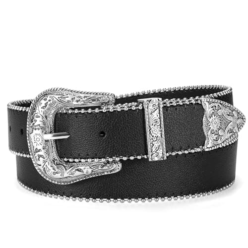 SUOSDEY Fashion Leather Belts for Women with Vintage Metal Buckle Western Leather Belt - Image 1
