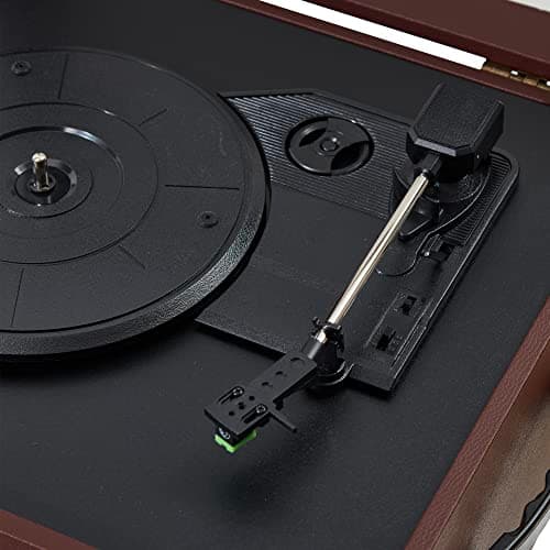 Arkrocket Discovery II 3-Speed Bluetooth Record Player Retro Console Turntable with Built-in Speakers and Removable Legs (Brown) - Thumbnail 4