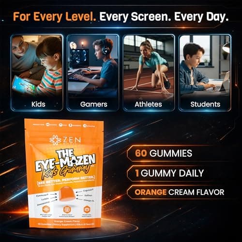 The Eye-Mazen Kids Gummy Eye Vitamins for Vision and Eye Health - Lutein and Zeaxanthin Supplements for Eyes with Omega 3 & Vitamin A - Eye Supplements for Kids - Thumbnail 4
