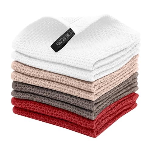 LikGuest 100% Cotton Kitchen Dish Towels, 12x12 Inch, 8-Pack, Super Absorbent & Reusable, Quick-Dry & Lint-Free, Ideal for Kitchen, Glass, Car, and Household Cleaning - Image 1