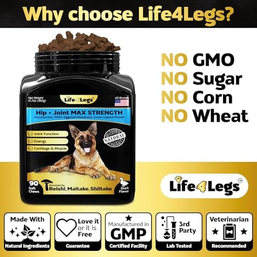 Life4Legs - Soft Chews Hip and Joint Supplement for Dogs - Dog Joint Pain Relief Treats - Glucosamine, Chondroitin, Turmeric- Mobility Supplement - Thumbnail 3
