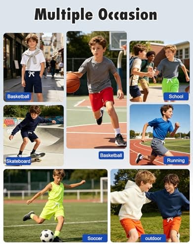Cozople Boys Athletic Shorts Quick-Dry Soccer Shorts for Running Basketball Gym Active Play Kids Summer Training Sport Shorts with Stretch Waist Szie 10 Navy Blue - Thumbnail 6
