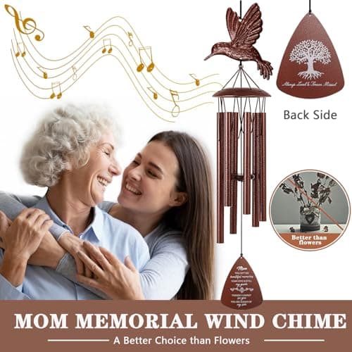 VENBEEL Mom Memorial Wind Chimes, Hummingbird Sympathy Gifts for Loss of Mom, Memorial Gifts for Mother Bereavement Condolence Remembrance - Thumbnail 2