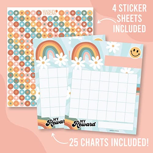Star Sticker Chart for Kids Behavior -25 Toddler Sticker Reward Chart for Kids Incentives, Behavior Chart for Kids At Home & Classroom, Retro Incentive Chart for Classroom Must Haves - Thumbnail 2