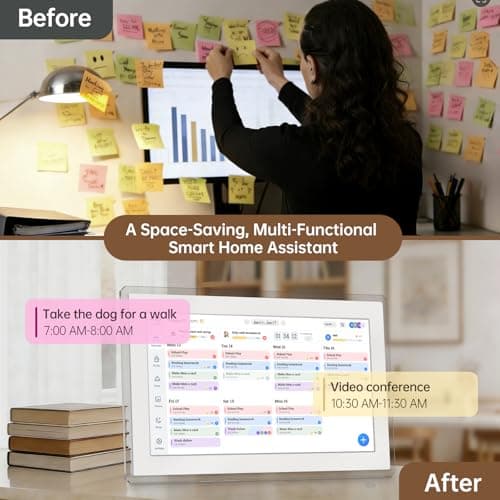 Yemsd 15.6" Digital Calendar, Smart Wall-Mounted HD Touchscreen Electronic Family Calendar, Chore Chart & Meal Planner, Built-in Digital Photo Frame with Desk Calendar Base, Desk Calendar Refills, White - Thumbnail 3