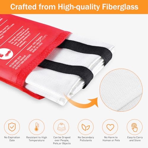 Mondoshop Fire Blanket for Home and Kitchen, 4 Pack, 40" x 40" Coverage - Thumbnail 6