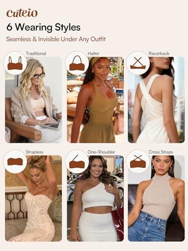 Cuteio Wireless Strapless Bras for Women, XL, Seamless Bandeau Bralette with Light Padding, Anti-Slip Tube Top Bra Skin - Thumbnail 5