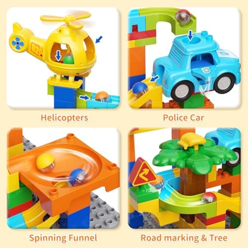 burgkidz Marble Runs for Kids 4-8, Educational Learning Marble Maze Toys Compatible with All Major Brands of Building Blocks STEM Toys for Kid Age 3 4 5 6 7 8+ - Thumbnail 2