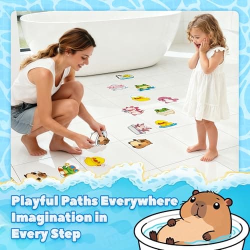 UNEEDE Bathtub Non Slip Stickers, 17-Pack Cute Axolotl, Duck, Capybara, Frog Decals, Shower Floor Non Slip Stickers, Textured Surface Anti Slip Shower Stickers, Safety Grip with Premium Scraper - Thumbnail 4