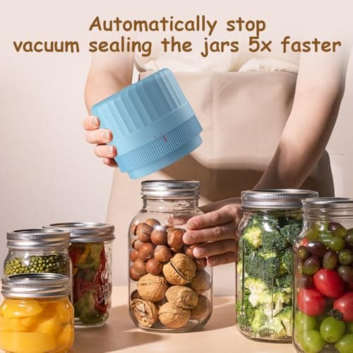 HTPOW Fully Automatic Mason Jar Vacuum Sealer Kit, Auto Stop Mason Jar Vacuum Sealer Kit, Jar Vacuum Sealer for Mason Jars, Jar Vacuum Sealer, A Must-Have for Canned Foods Pantry Canning Pickling - Thumbnail 3