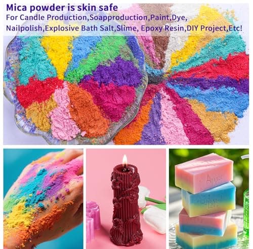 MTBJZJ Mica Powder for Resin, 25 Colors - 20g/Bottle Epoxy Resin Color Pigment, for Candle Dye, Lip Gloss Pigment, Soap Making, Slime Colorant, Paint, Bath Bombs, Nail Polish and Eye Shadow - Thumbnail 6