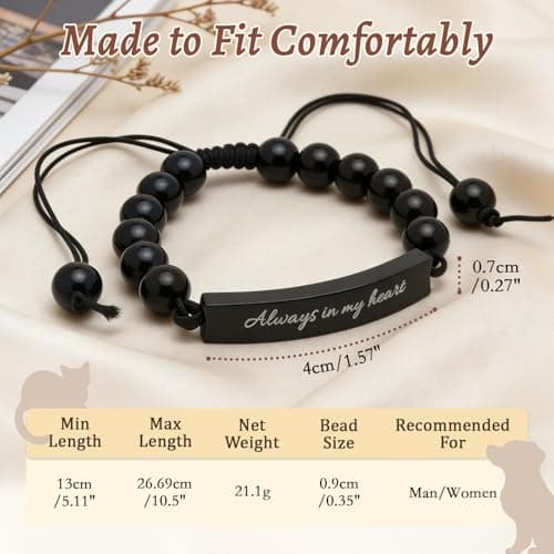 COSOWO Dog Memorial Bracelet – Adjustable Pet Keepsake with Paw & Heart Charm, Sympathy & Remembrance Gift for Dog Loss, Cat & Pet Bereavement, Light Glossy - Thumbnail 5