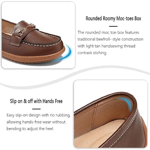 BEAUSEEN Women's Arch Support Penny Loafer with Cute Comfortable Flat Shoes for Office Work Walking Coffee,10 US - Thumbnail 4