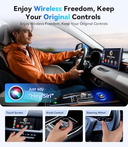 Wireless CarPlay Adapter & Android Auto, Wired to Wireless Carplay Adapter for Apple iPhone & Android, Mini USB Design with Type-C Extension, Plug and Play, No Latency & Auto-Reconnect, 2026 Upgraded - Thumbnail 4
