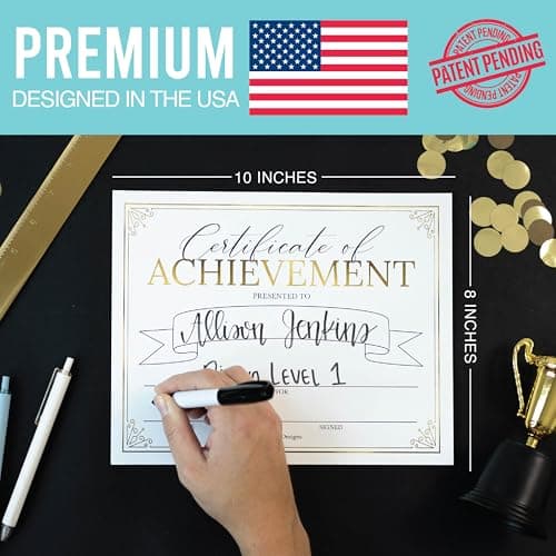 Certificate of Achievement Awards -25 Bulk Award Certificates for Students & Employee of the Month, Gold Certificate Paper, Superlative Academic Excellence End of School Certificates of Completion - Thumbnail 3